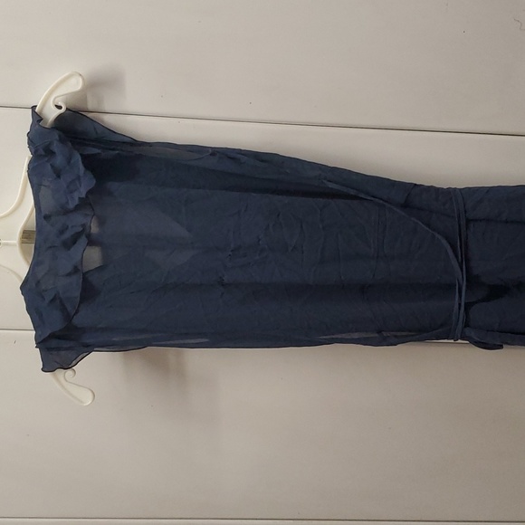 FP Women’s Navy Pretty Ruffle Plunging Midi Slip & Dress Summer M - Picture 6 of 11